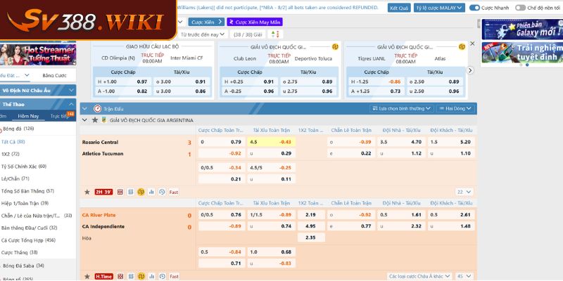 Thể Thao SABA SV388 Mang Đến Giây Phút Giải Trí Thăng Hoa 1 Tổng quát về sảnh chơi thể thao SABA SV388